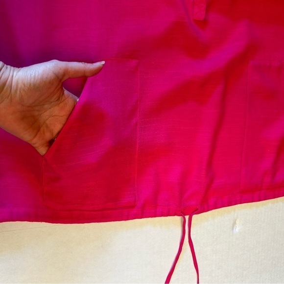 Christopher & Banks sequined Pink Fuchsia blouse top w/drawstring waistSz-XL V17 - Picture 5 of 7